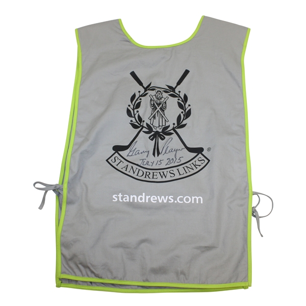 Gary Player Signed Match Used St Andrews Links Caddy Bib with July 15, 2015 JSA ALOA