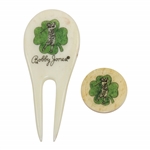 Classic Bobby Jones Shamrock Logo Bone Divot Tool & Ballmarker