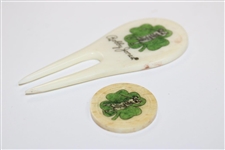 Classic Bobby Jones Shamrock Logo Bone Divot Tool & Ballmarker