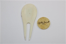 Classic Bobby Jones Shamrock Logo Bone Divot Tool & Ballmarker