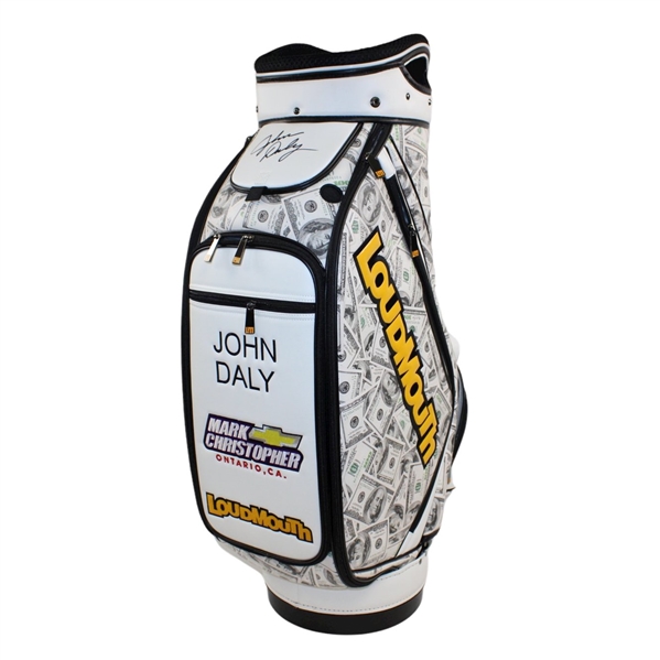 John Daly Signed Personal John Daly LoudMouth $100 Bills Themed Golf Bag JSA ALOA