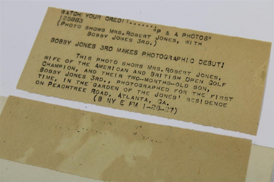 Bobby Jones the 3rd with Mary Jones 1927 Wire Photo