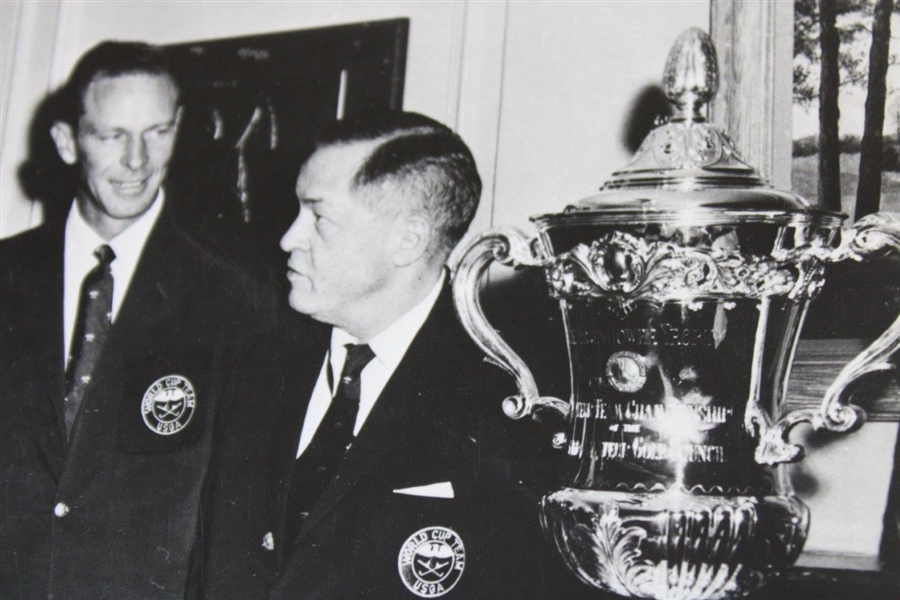 Bobby Jones, Patton, Coe, Hyndman, & Taylor 1958 Walker Cup with Trophy Photograph 