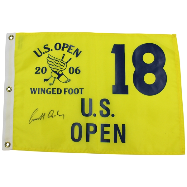 Geoff Ogilvy Signed 2006 US Open at Winged Foot Yellow Screen Flag JSA ALOA