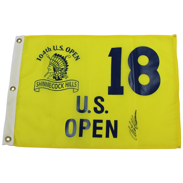 Retief Goosen Signed 2004 US Open at Shinnecock Hills Yellow Screen Flag JSA ALOA