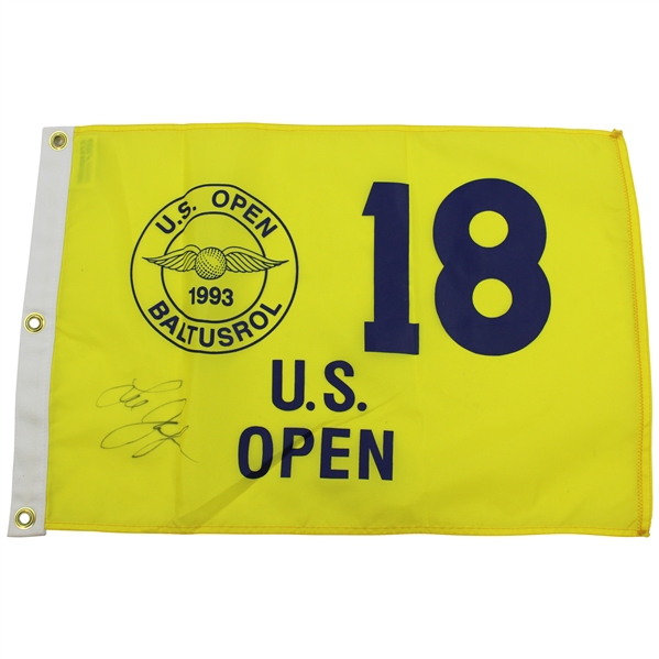 Lee Janzen Signed 1993 US Open at Baltusrol Yellow Screen Flag JSA ALOA
