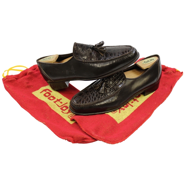 Chi-Chi Rodriguez's Personal Made in Italy FootJoy Black Loafers with Red FootJoy Shoe Bag Covers