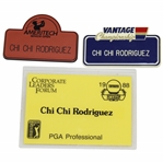 Chi-Chi Rodriguezs Personal Group of Three (3) ID Badges - Ameritech Senior Open, Vantage, & 1988 Seniors Classic