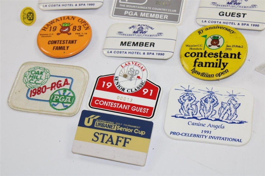 Chi-Chi Rodriguez's Personal Group of Twenty (20) Misc. Contestant Badges, Staff, Family, VIP,Patch, & other
