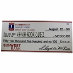Chi-Chi Rodriguezs Personal Oversize Winners Check from 1990 Charley Pride Senior Classic for $52,500