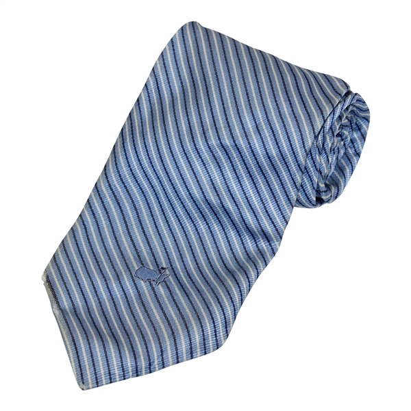 Augusta National Golf Club Blue with Thin Navy & White Stripes Necktie - Used