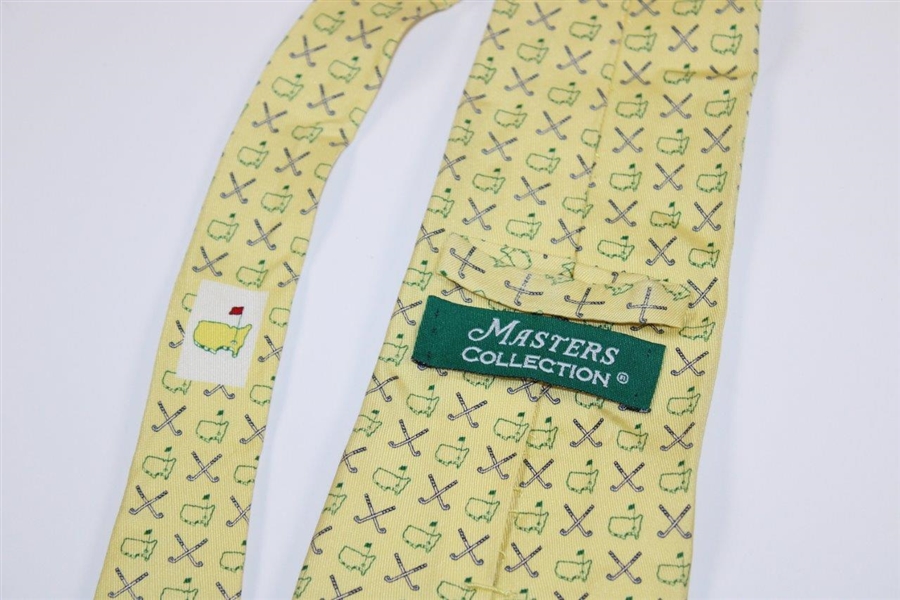 Augusta National Golf Club Masters Yellow with Green Logo & Crossed Clubs Necktie - Used