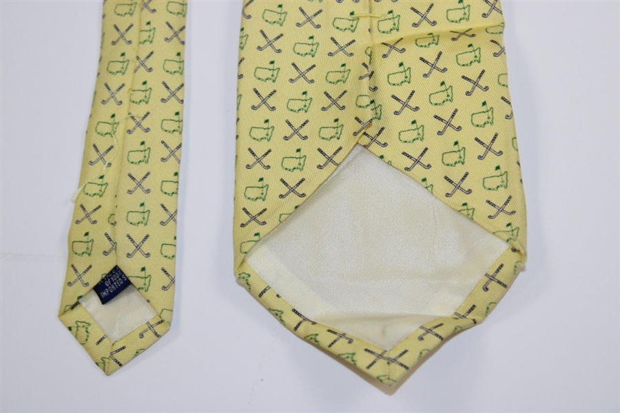 Augusta National Golf Club Masters Yellow with Green Logo & Crossed Clubs Necktie - Used