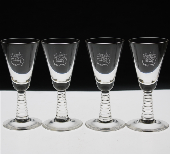 Set of Four (4) Augusta National Golf Club Logo Cordial Glasses