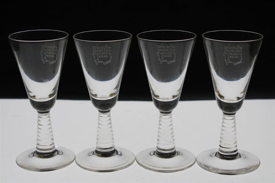 Set of Four (4) Augusta National Golf Club Logo Cordial Glasses