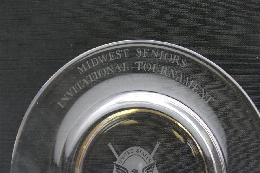 1977 USSGA Midwest Seniors Inv. Tournament Tiffany & Co. Crystal Golf Trophy Plate