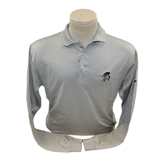 Gary Players Personal Gray Black Knight Logo Long Sleeve Golf Shirt