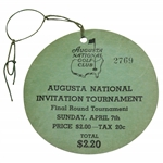 1935 Augusta National Inv. Tournament Sunday Final Rd Ticket #2769 - New Find!