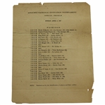 1937 Augusta National Inv. Tournament Sunday Final Rd Program/Pairing Guide