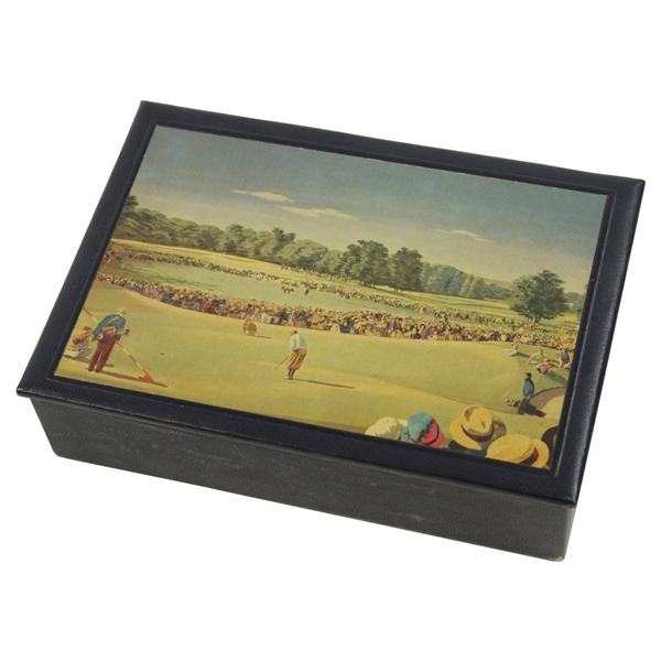 Bobby Jones Hitting 1928 US Open Tying Putt Spalding Box - Winged Foot Golf Club