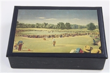 Bobby Jones Hitting 1928 US Open Tying Putt Spalding Box - Winged Foot Golf Club
