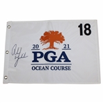 Phil Mickelson Signed 2021 PGA at Kiawah White Embroidered Flag JSA ALOA