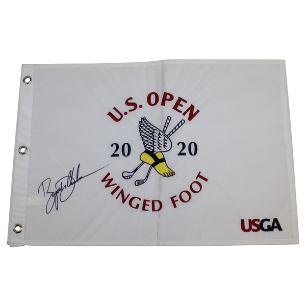 Bryson Dechambeau Signed 2020 Us Open White Embroidered Flag JSA ALOA