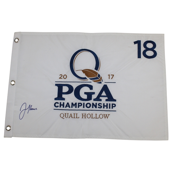Justin Thomas Signed 2017 PGA at Quail Hollow Fabric Flag JSA ALOA