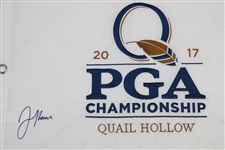 Justin Thomas Signed 2017 PGA at Quail Hollow Fabric Flag JSA ALOA