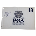 Jason Day Signed 2015 PGA at Whistling Straits White Embroidered Flag JSA ALOA