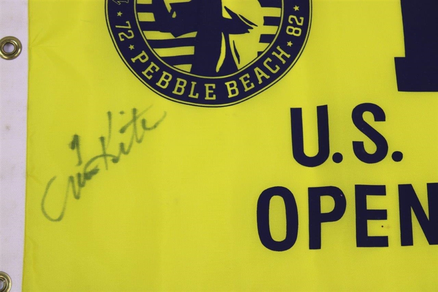 Tom Kite Signed 1992 Us Open at Pebble Beach Yellow Screen Flag JSA #CC51556