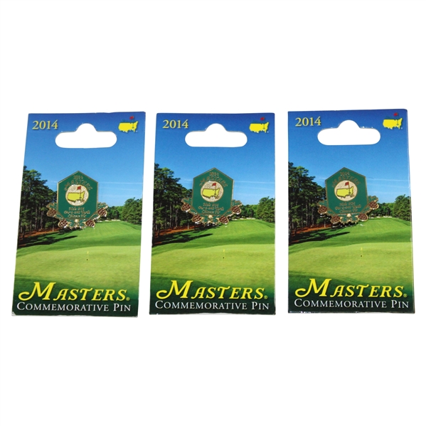Three (3) 2014 Masters Tournament Commemorative Pins In Original Package