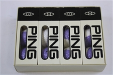 Complete Dozen Ping Eye Karsten White/Purple Golf Balls In Original Box