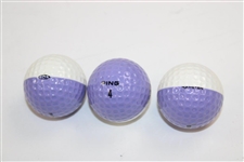 Complete Dozen Ping Eye Karsten White/Purple Golf Balls In Original Box