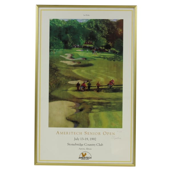 Artist Bernie Fuchs Signed Ltd Ed 1992 Ameritech Senior Open Poster 4/250 - Framed