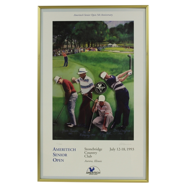 Ameritech Senior Open Ltd Ed 5Th Anniversary Artist Signed Poster - Framed