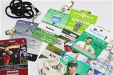 Ten (10) Various PGA Tour Badges Including Tiger Win 2007 Buick Open