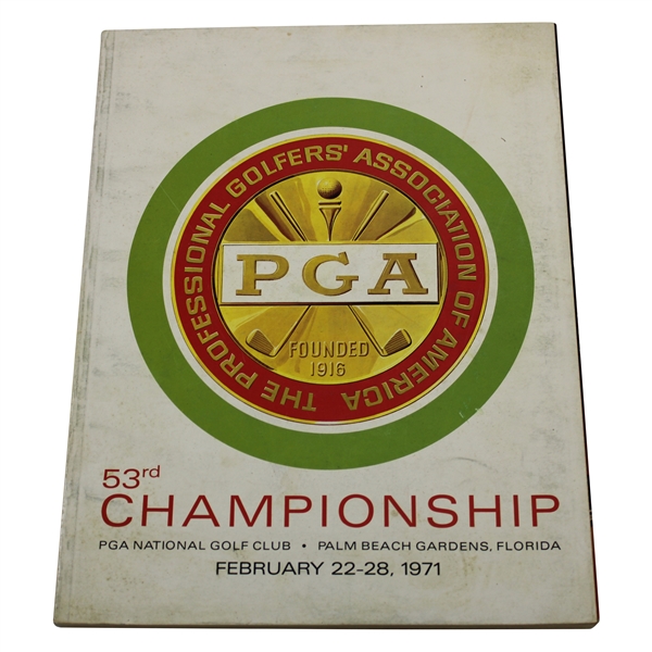 1971 PGA Championship at PGA National Golf Club Program - Jack Nicklaus Winner
