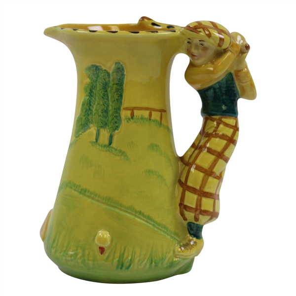 Vintage Burleigh Ware Yellow Golfer Themed Mug - Burslem, England