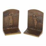 Vintage Bobby Jones & Glenna Collet Themed Bronze Bookends