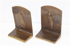 Vintage Bobby Jones & Glenna Collet Themed Bronze Bookends