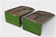 Vintage Bobby Jones & Glenna Collet Themed Bronze Bookends