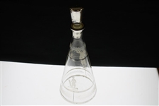 Vintage Silver Overlay Glass Decanter With Four (4) Drinking Glasses