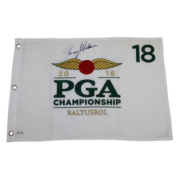 Jimmy Walker Signed 2016 PGA at Baltusrol Embroidered Flag Beckett #D81154