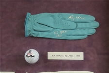 Ten (10) US Open Champs Signed Golf Balls/Gloves - Framed - Doug Sanders Collection JSA ALOA