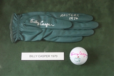 Ten (10) Masters Champs Signed Golf Balls/Gloves - Framed - Doug Sanders Collection JSA ALOA