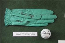 Ten (10) Masters Champs Signed Golf Balls/Gloves - Framed - Doug Sanders Collection JSA ALOA