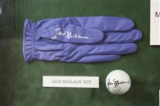 Ten (10) Masters Champs Signed Golf Balls/Gloves - Framed - Doug Sanders Collection JSA ALOA