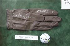 Ten (10) Masters Champs Signed Golf Balls/Gloves - Framed - Doug Sanders Collection JSA ALOA