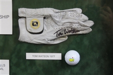 Ten (10) Masters Champs Signed Golf Balls/Gloves - Framed - Doug Sanders Collection JSA ALOA